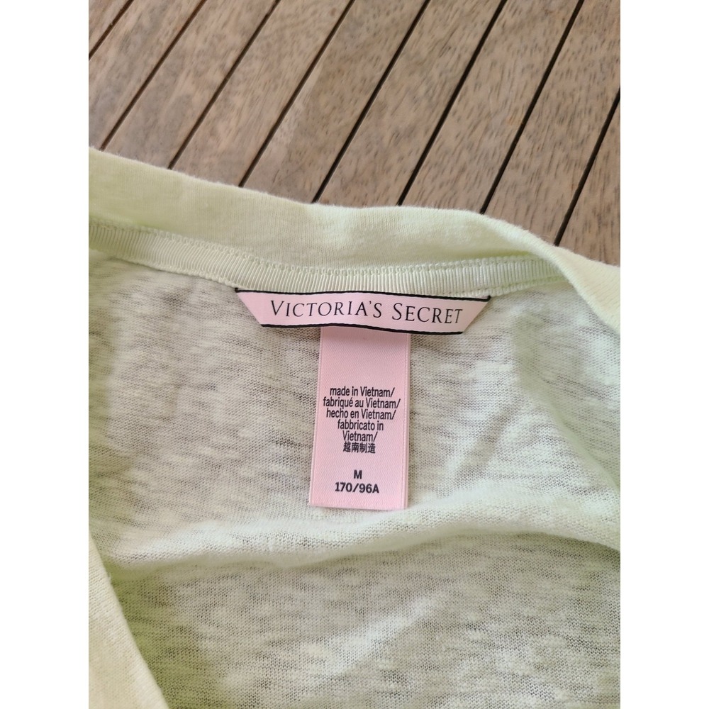 Victorias Secret Light Green Sheer T-Shirt Love floral Graphic Sleep Top Size M - Picture 3 of 5